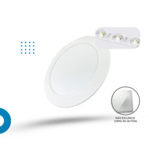 Luminária painel led 17cm 12w Embutir Redondo
